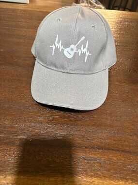 Men's Love Heartbeat Guitar Music Baseball Cap Hat Gray OSFA  NEW